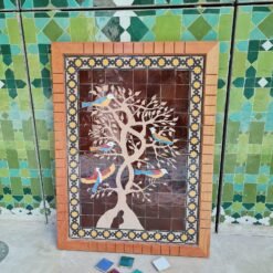 Birds On Engraved Tree Hanging Wall Decor - Mosaic Wall Art - Piece By Piece ART Work - + 300 Tiles - Handmade Wall Mount ART - Wall Decor