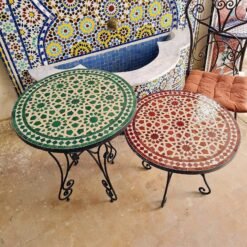 Handmade Outdoor Coffee Table - Complicated Mosaic Pattern Green Table - Bistro Table GIFT