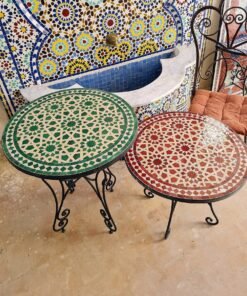 Handmade Outdoor Coffee Table - Complicated Mosaic Pattern Green Table - Bistro Table GIFT