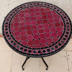 Personalized Round Red Mosaic Patio Dinning Coffee Table For Outdoor and Indoor