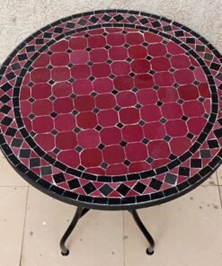 Personalized Round Red Mosaic Patio Dinning Coffee Table For Outdoor and Indoor