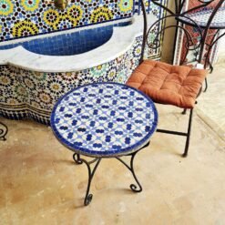 Shades Of Blue And White Mosaic Table for Indoor & Outdoor, Handmade Mosaic Art