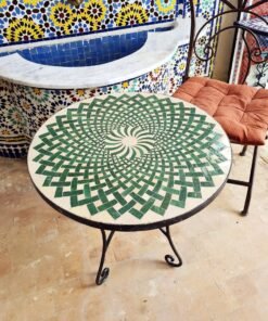 Handmade Outdoor Coffee Table - Complicated Mosaic Pattern Green Table - Bistro Table GIFT
