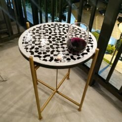 CUSTOMIZABLE Mosaic Table - Crafts Mosaic Table - Black and White Mid Century Mosaic Table