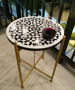 CUSTOMIZABLE Mosaic Table - Crafts Mosaic Table - Black and White Mid Century Mosaic Table