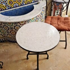 All White Handmade Outdoor Coffee Table - Complicated Mosaic Pattern Off White Table - Bistro Table GIFT