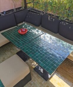Outdoor CUSTOMIZABLE Emerald Green Mosaic SQUARE Table - Mosaic Table Art - Mid Century Mosaic Table GIFT