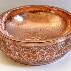 Unlacquered Copper Bathroom Countertop sink , Handcrafted Copper Countertop Outdoor Basin, Powder Room Copper Vanity Vessel Sink