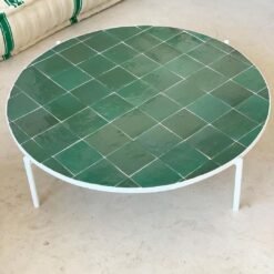 CUSTOM Emerald Green Mosaic Table - Mosaic Table 3 Natural Shades Green Zellige Table
