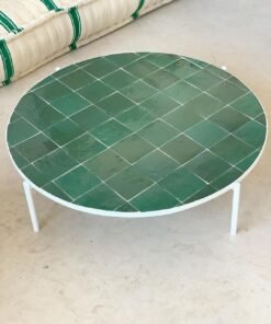CUSTOM Emerald Green Mosaic Table - Mosaic Table 3 Natural Shades Green Zellige Table