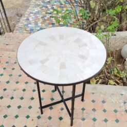 Custom Made Natural White Zellige Color Table - Outdoor Zellije Table
