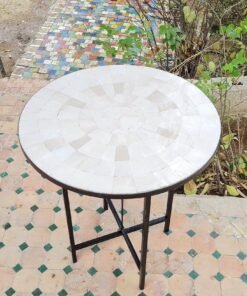 Custom Made Natural White Zellige Color Table - Outdoor Zellije Table