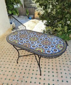 CUSTOMIZABLE Oval Mosaic Table - Crafts Mosaic Table - Mosaic Table Art - Mid Century Zellige Table - Handmade - GIFT
