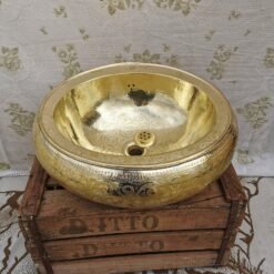 Unlacquered Handmade Brass Bathroom Sink With Customizable Sizes