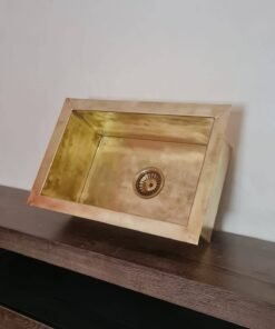 Un-lacquered Brass Kitchen Sink - Custom Made 17" x 15" x 8" Kitchen Sink - Brass Patina and Age with time