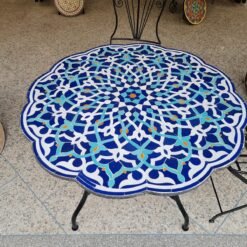 Mid Century Modern Patio Table - Custom Made Zellige Table - Round Outdoor Table - 40" = 100cm Garden Furniture
