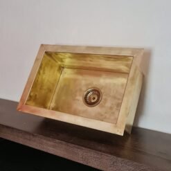 Unlacquered Handmade Brass Kitchen Sink Butler With Customizable Sizes