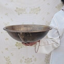 Unlacquered Handmade Moroccan Brass Bathroom Sink With Customizable Sizes