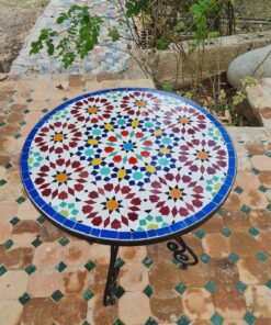 Handmade Outdoor Coffee Table - Complicated Mosaic Pattern Table - Bistro Mosaic Table - Zellige Mosaic Table - Handmade Mosaic Art