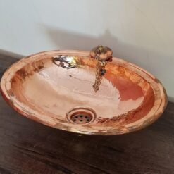 Unlacquered Handmade Moroccan Brass Bathroom Sink With Customizable Sizes