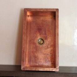 Custom Made 12" x 14" x 8" Under mount Copper Sink With Copper Drain