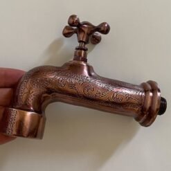 Copper Bathroom Sink Faucet, Handcrafted Wall Faucet with Single Handle,Vanity Sink Wall Faucet, Copper Kitchen Faucet, Outdoor Wall Tap