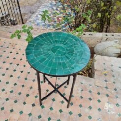 Custom Made Emerald Green Zellige Color Table - Outdoor Zellije Table
