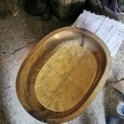 14" x 14" x 7" Inside Dim - 16" x 16" Outside Dim Polished Brass Bar Sink With Hammred Edge - 2" Drain Opening