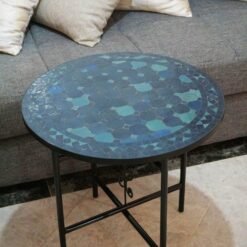 Petrol Blue Zellige Color Table TOP - Mid Century Modern - Outdoor Zellije Table