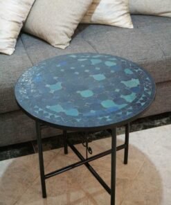 Petrol Blue Zellige Color Table TOP - Mid Century Modern - Outdoor Zellije Table