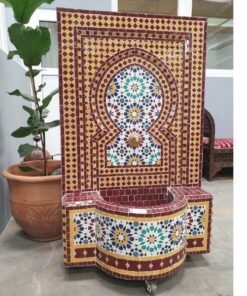 Indoor water Fountain Mosaic Moroccan , Tile Fountain ,Wall mosaic fountain