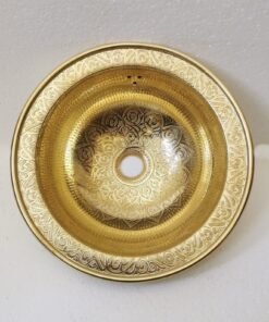 Unlacquered Handmade Moroccan Brass Bathroom Sink With Customizable Sizes