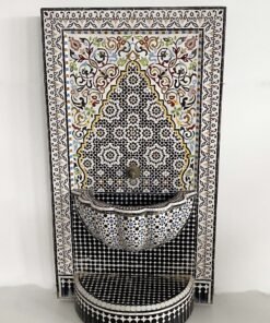 Handmade Outdoor Water Fountain - Mosaic Moroccan Fountain - Indoor & Outdoor Waterfall Fountain - Moorish Tile Fountain