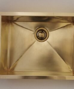Custom Made Brushed Brass 32" x 19" x 10" Overall, + Brushed Brass Drain Basket