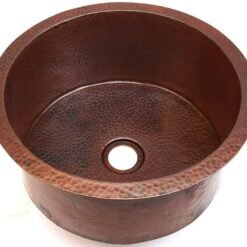 Handmade Copper Bar Sink - 16 x 16 x 7 inches Copper Sink - Round Undermount Copper Wet Bar Sink - Hand Hammered 18 Guage Thick Copper Sink
