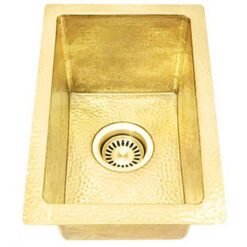 Custom Made Rectangle Brass Bar Kitchen Perp Sink - 16" x 12" x 7" - Undermount Drop In Bar Sink + Brass Drain Basket Included