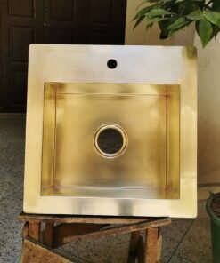Custom Modern Brass Sink - Drop In Surface Sink - Smooth Brass Finish - Brass Matte Single Bowl 1-Hole Workstation Bar & Kitchen Sink