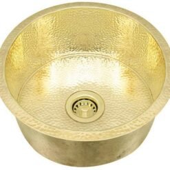Handmade Brass Bar Sink - 16 x 16 x 7 inches Brass Sink - Round Undermount Brass Wet Bar Sink - Hand Hammered 18 Guage Thick Brass Sink