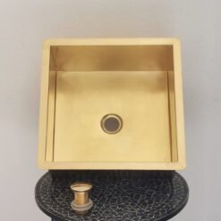 Custom Made Square Solid Brass Sink - Unlacquered Brass Kitchen Sink - Handcrafted Smooth Brass Kitchen Sink
