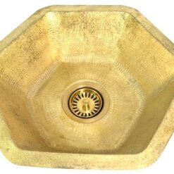 Custom Made Hexagon Brass Bar Prep Sink - Vessel Bathroom Sink - Undermount DropIn Vessel Brass Sink - 16" x 16" x 7"