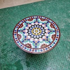 Natural Ankbotia Zellige Table TOP - Mid Century Modern Crafted Coffee Table - Outdoor Zellije Table