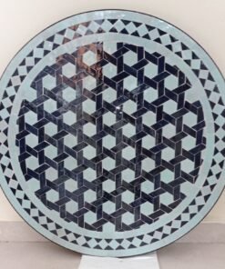 Moroccan Handmade Blue Round Mosaic Tile Table For Outside