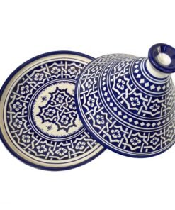 Hand-painted Fes ceramic tagine dish