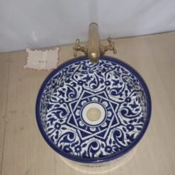 Artisanal Elegance: Handmade Moroccan Ceramic Sink – Exquisite Hand-painted Beauty for Your Arabic-inspired Bathroom