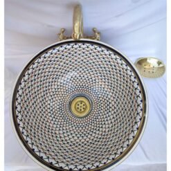 100% hand-crafted ceramic, hand-painted mid-century modern bathroom sink