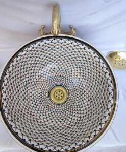 100% hand-crafted ceramic, hand-painted mid-century modern bathroom sink