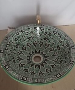 Artisanal Elegance: Handmade Moroccan Ceramic Sink – Exquisite Hand-painted Beauty for Your Arabic-inspired Bathroom