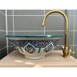 Handcrafted Moroccan Ceramic Vessel Sink - Mid Century Modern Style for Stylish Bathroom Décor