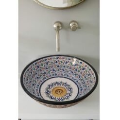 Handcrafted Moroccan Ceramic Vessel Sink: A Stylish Mid-Century Modern Addition to Your Bathroom Countertop