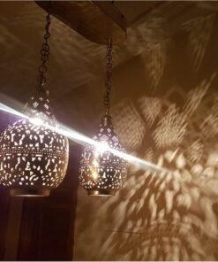 2 Pieces Moroccan Chandelier, Designer Ceiling Lamp, Hinge + 2 Drop lights, Handmade in our Workshop